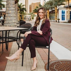 Calvin Klein Purple Suit Jacket & Skinny Ankle Pants